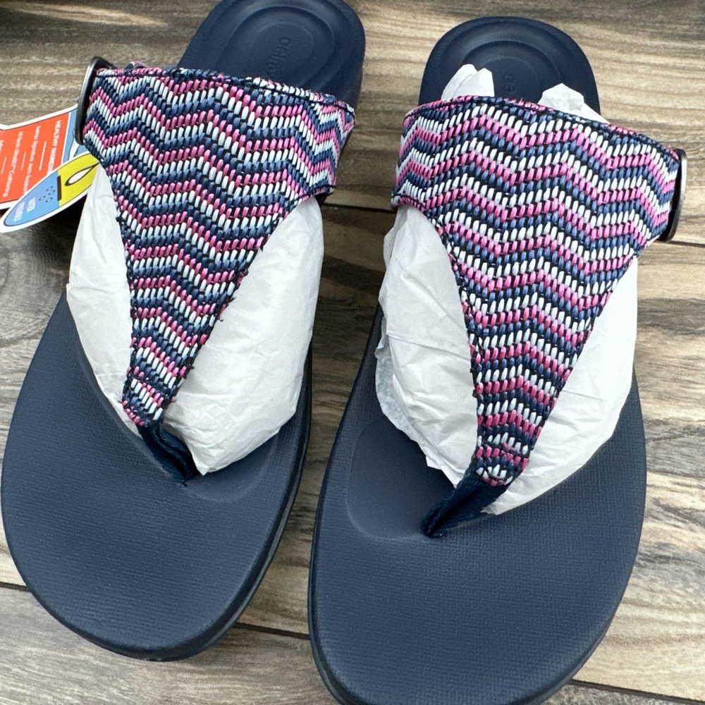 NIB Aetrex Rita 39 8.5 Thong Sandal Flip Flops Navy AE875 - Picture 5 of 12